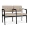 Lesro Lenox Steel 2 Seater with Center Arm, Stone (Beige) Seat, Stone Back, 43.5 W 24.5 L 32 H LS2103 - alternate 1